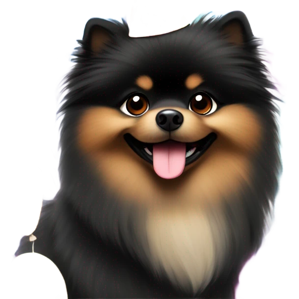 black pomeranian happy party emoji