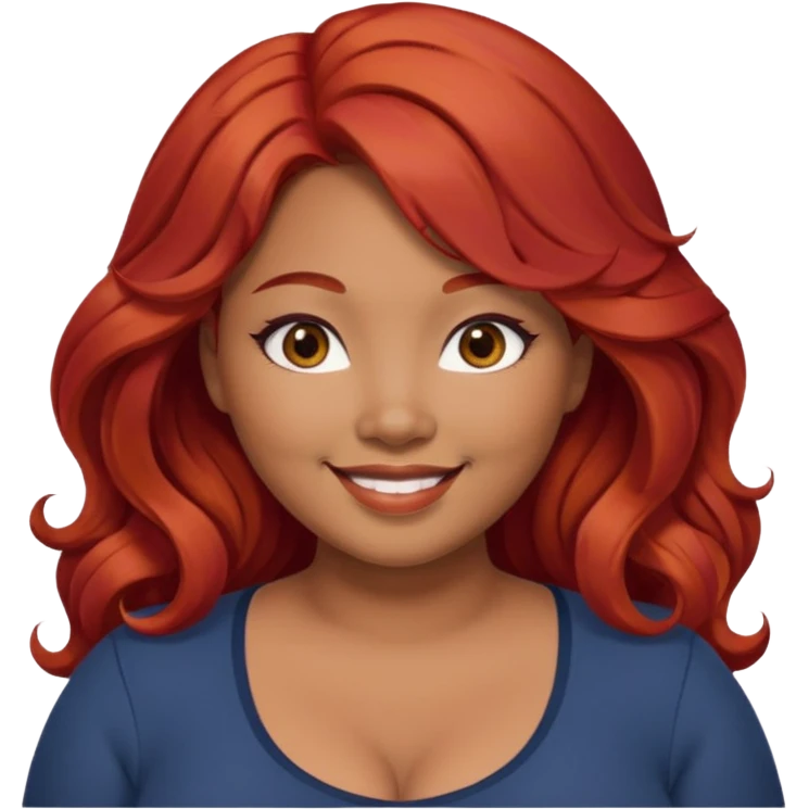 Plus size red hair brown face small eyes long hair Asian eyes small eyes wavy hair emoji