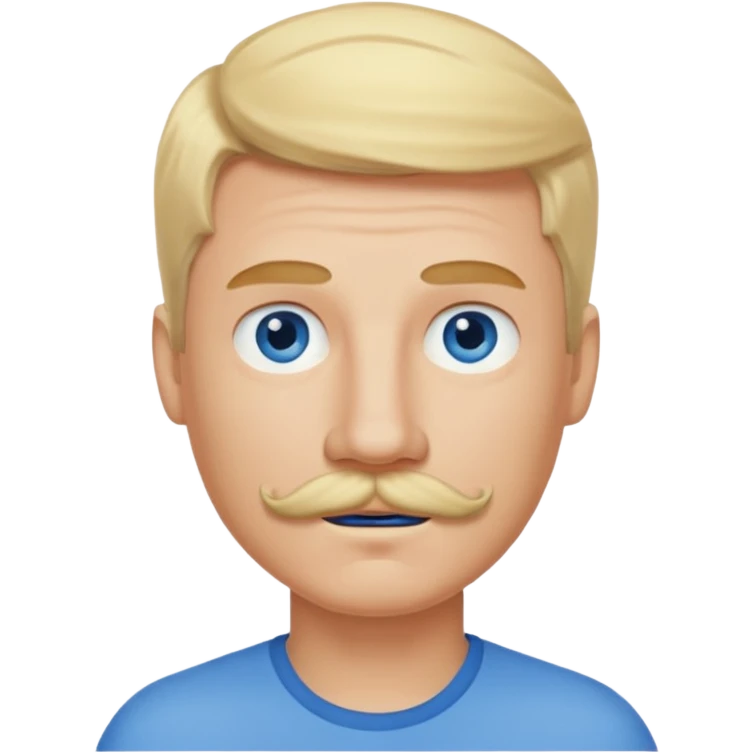 guy with blond hair, mustache, and blue eyes emoji