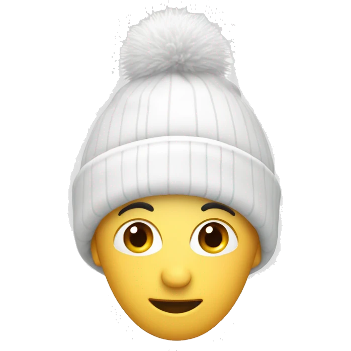 White winter hat with Pom Pom  emoji