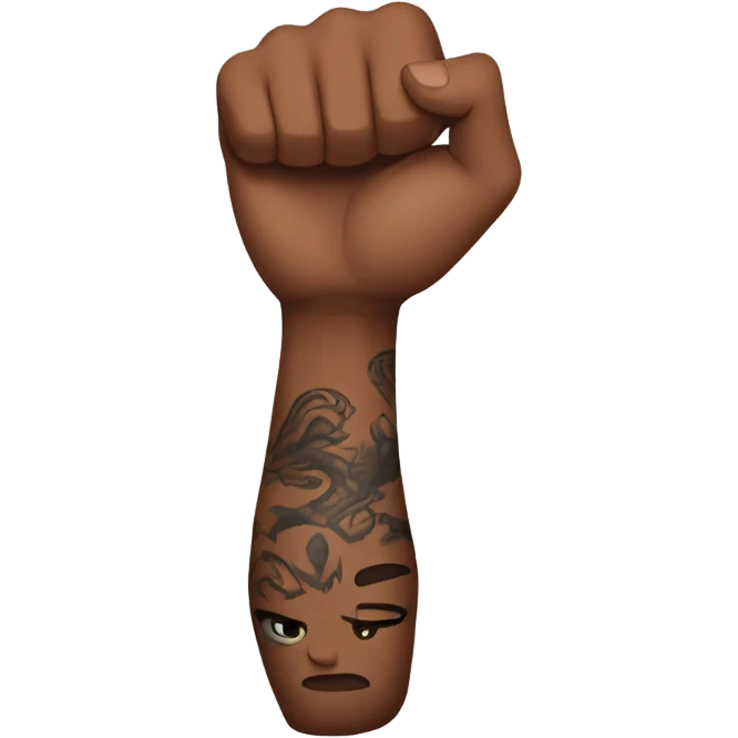 Brown arm with tattoos flexing emoji