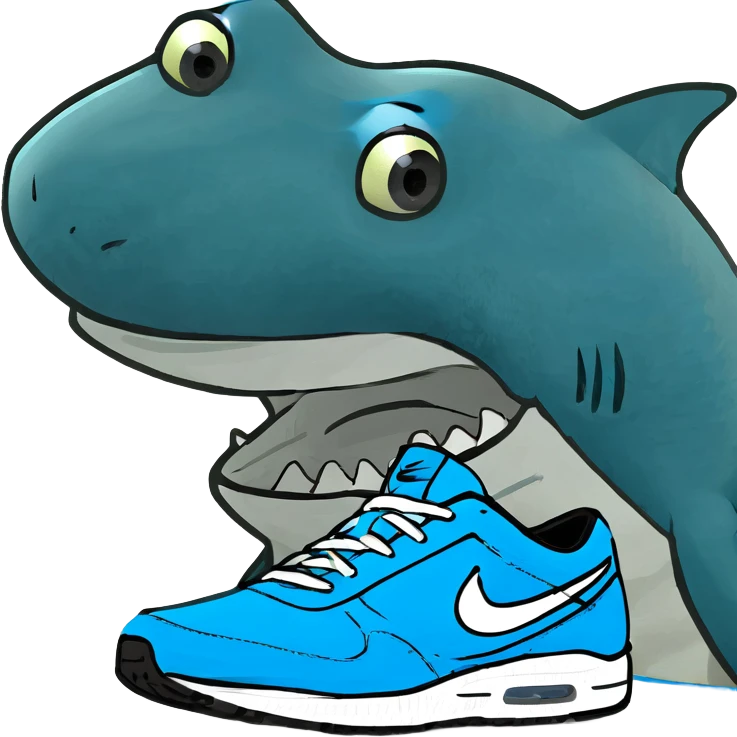 Un tiburon con zapatos nike azules emoji