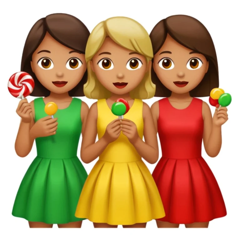 Three mean girls red green yellow candy emoji