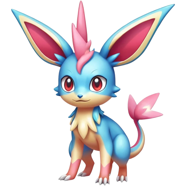 Colorful Shiny Exotic Victini-Salandit-Aurorus-Sylveon-Fakémon-hybrid-creature (full body)  emoji