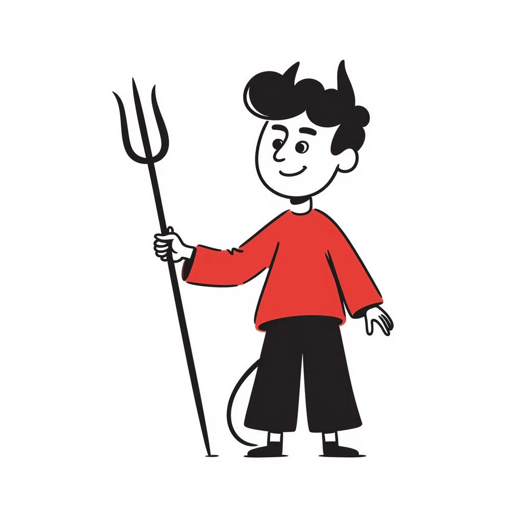 devil, black and white, hand drawn emoji