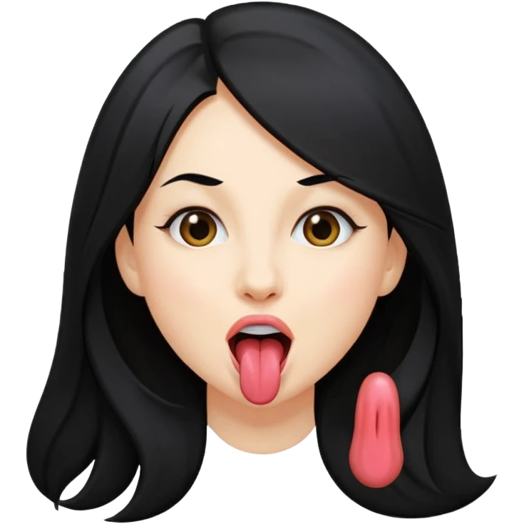 femme longs cheveux noire peau claire qui en tirant la langue emoji