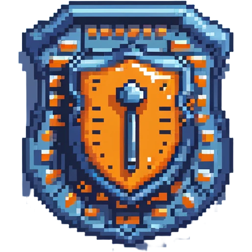 blue magical code shield with keyboard and screwdriver tools emoji