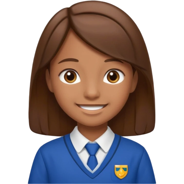 Primary school child with brown hair in a school uniform emoji