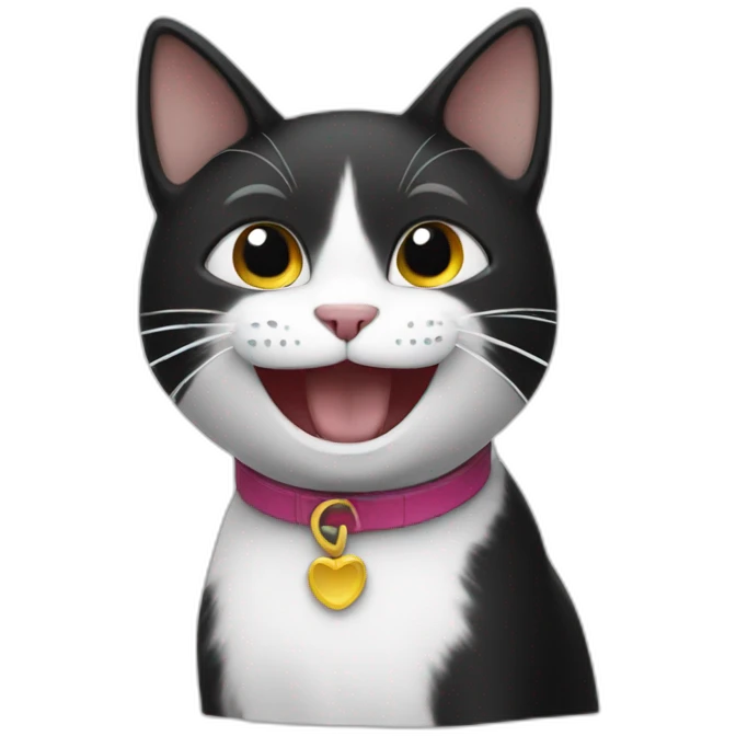 white-black cat smile emoji