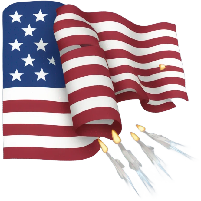 American flag with shooting stars emoji