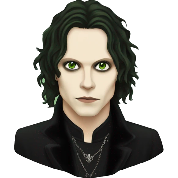 Ville valo pale skin green eyes with black fur coat  emoji