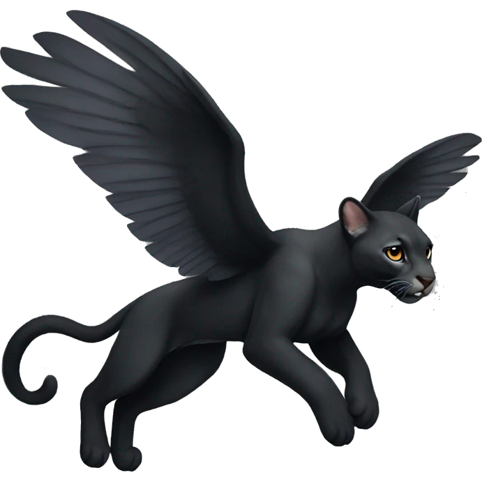 winged black puma flying emoji
