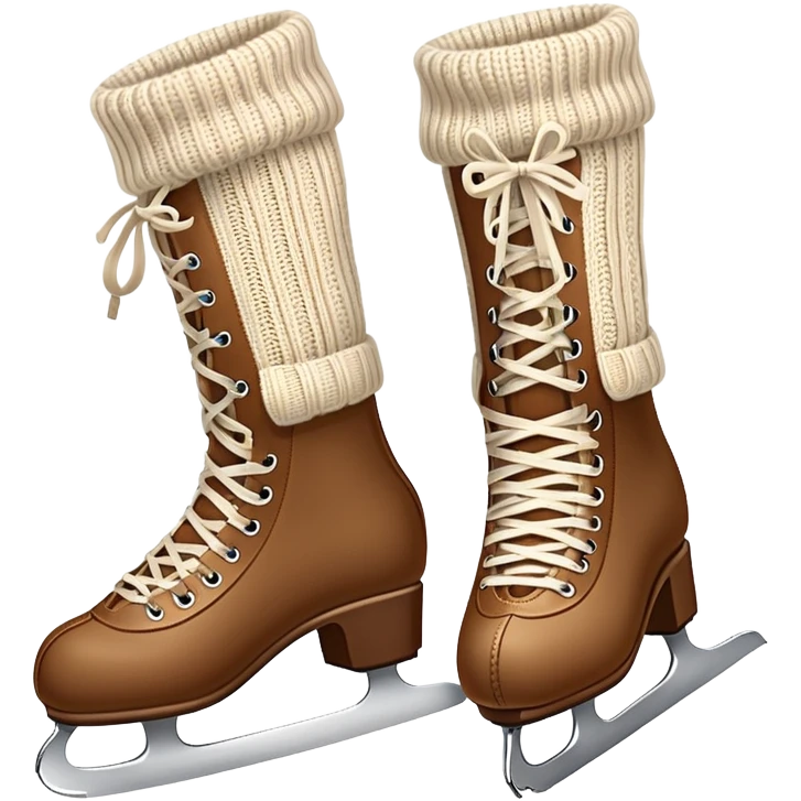 ice skates with cozy legwarmers pulled over them emoji