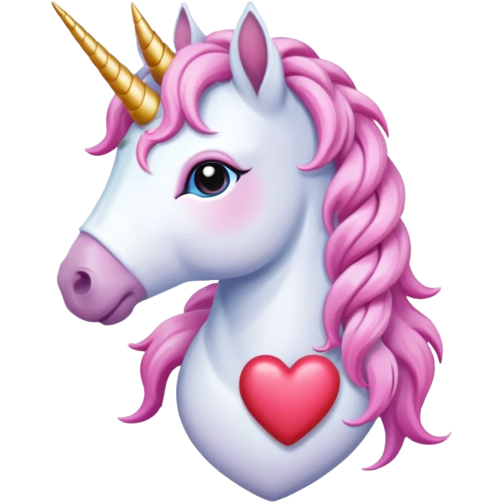 magical unicorn with Braided longer mane  themed heart  emoji