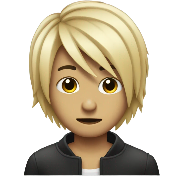 Emo hair swoop with head in hand emoji