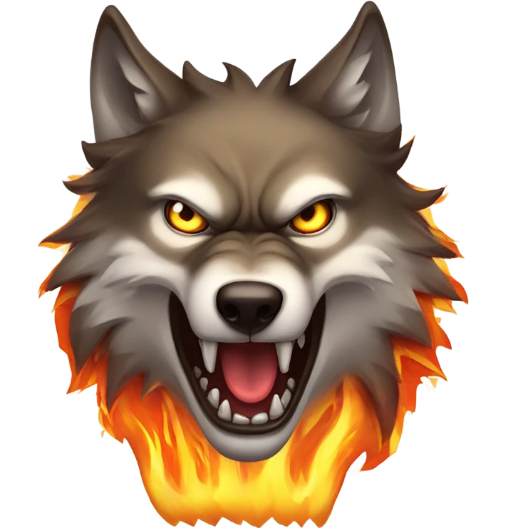 A wolf blowing fire out of his mouth in anger emoji