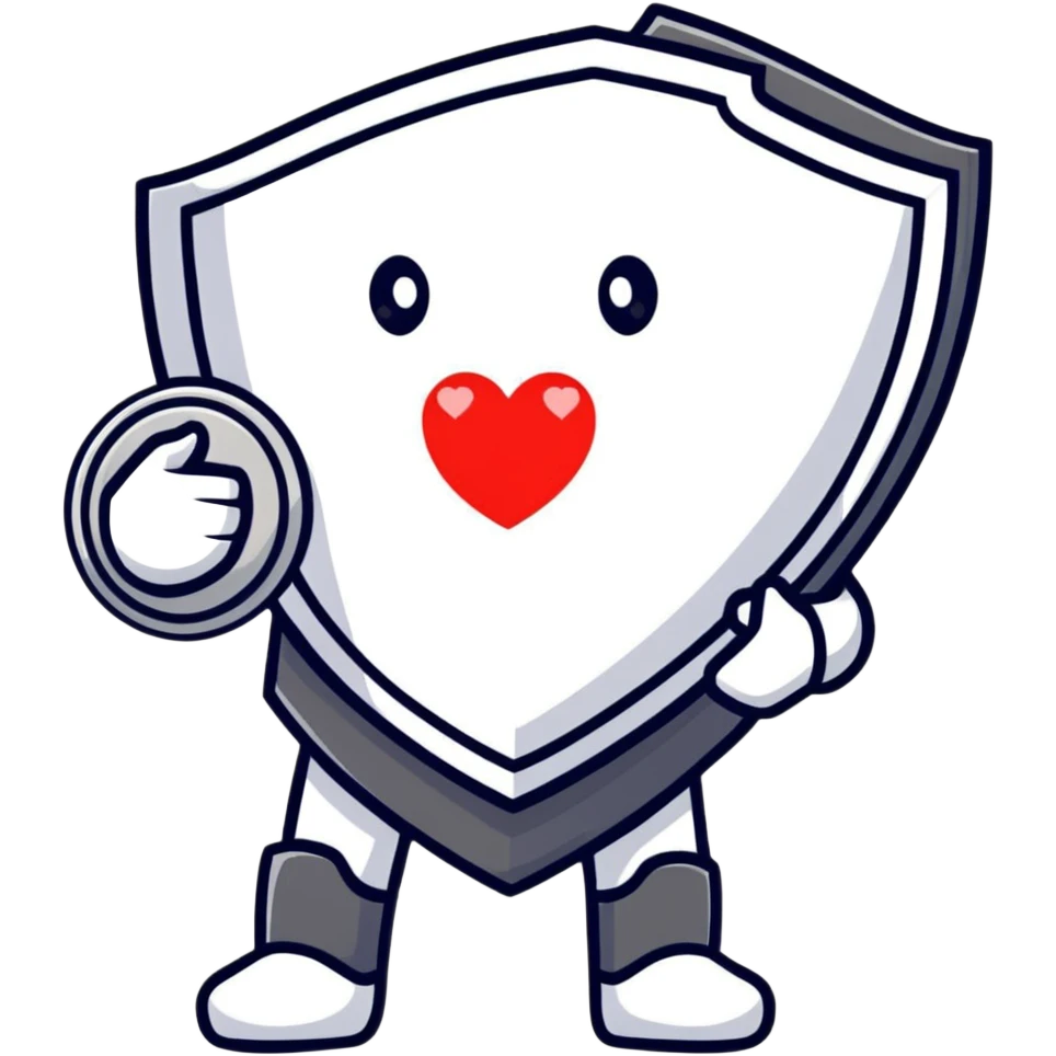 AI agent character with a shield and heart symbolizing protection and support for reporting child abuse emoji