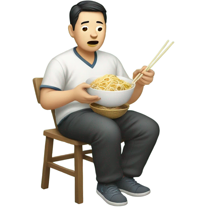 Pregnant chinese uncle eating noodles emoji