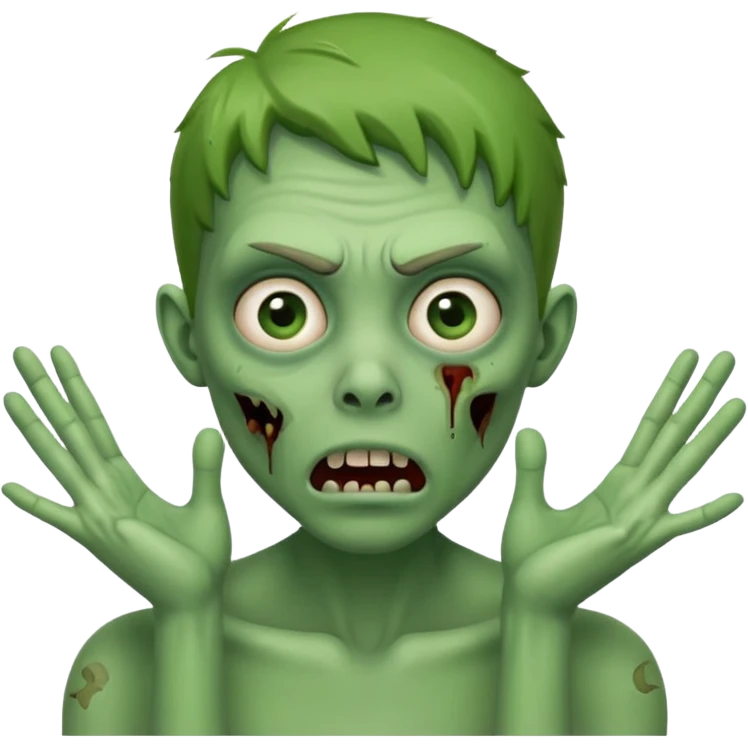 suprised zombie, hands on cheeks emoji