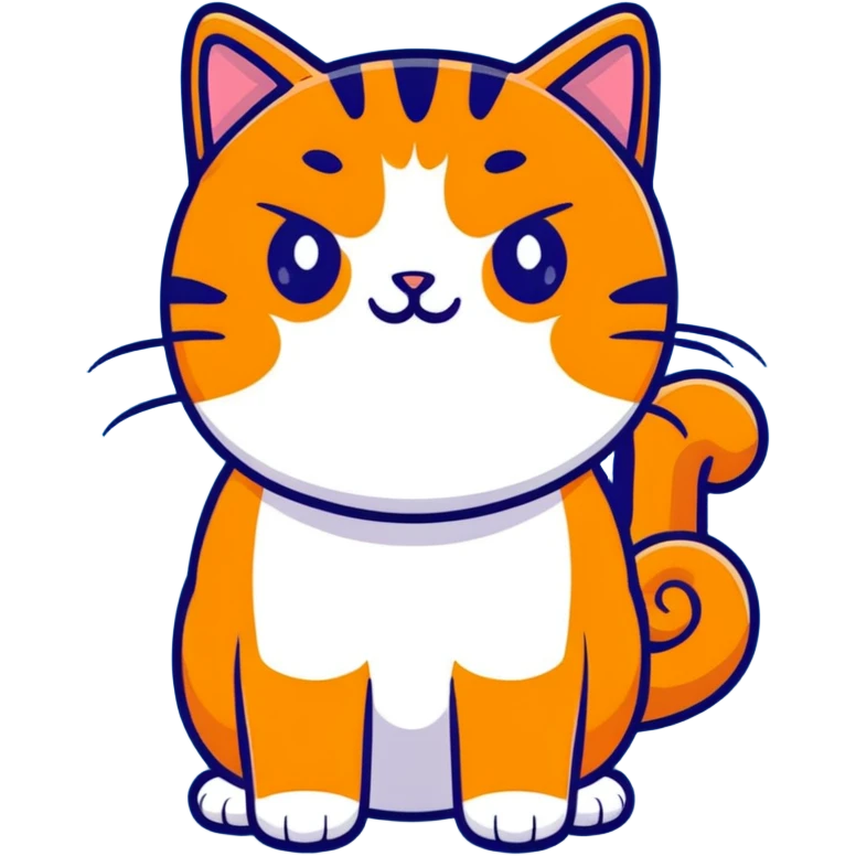 adorable plump orange cat, complete body emoji