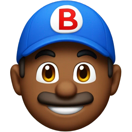 Brown Mario blue hat letter b emoji