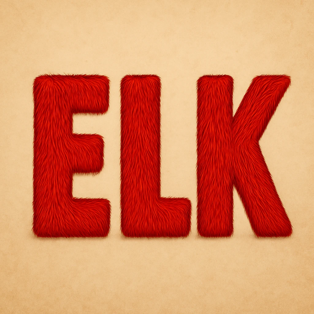 Remove all antlers and recolor the letters to a bold red. Maintain the block letter style with elk fur texture of the original image. emoji