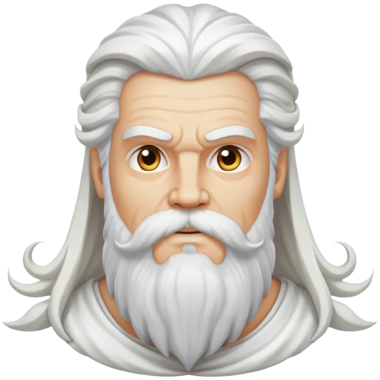 God, Zeus-like figure with long white hair, thunder, beard and white mustache emoji
