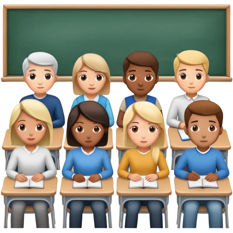 adults sitting in a classroom facing backwards emoji