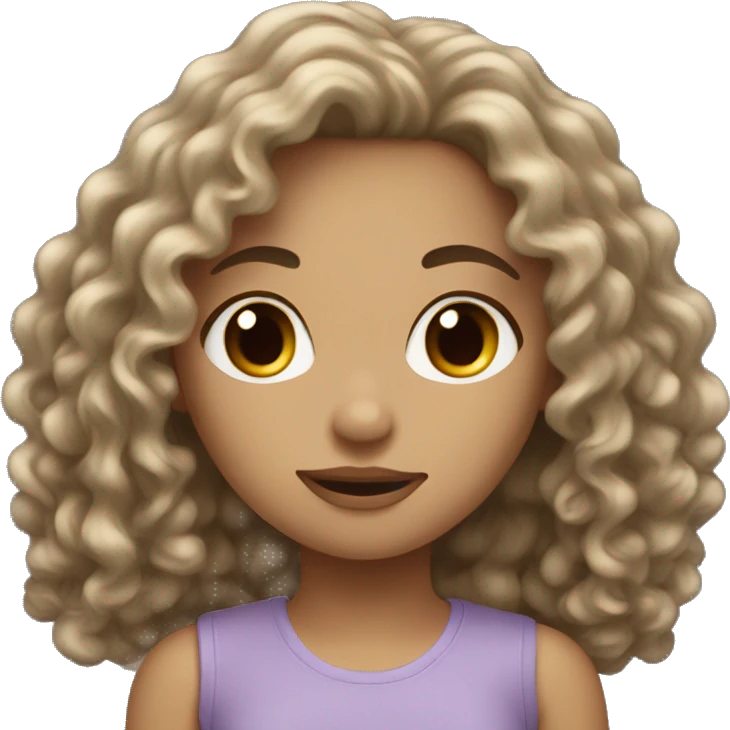 girl with long curly hair and light skin ￼ emoji