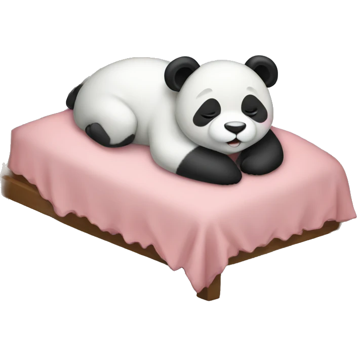 Female baby panda sleeping in a big bed emoji