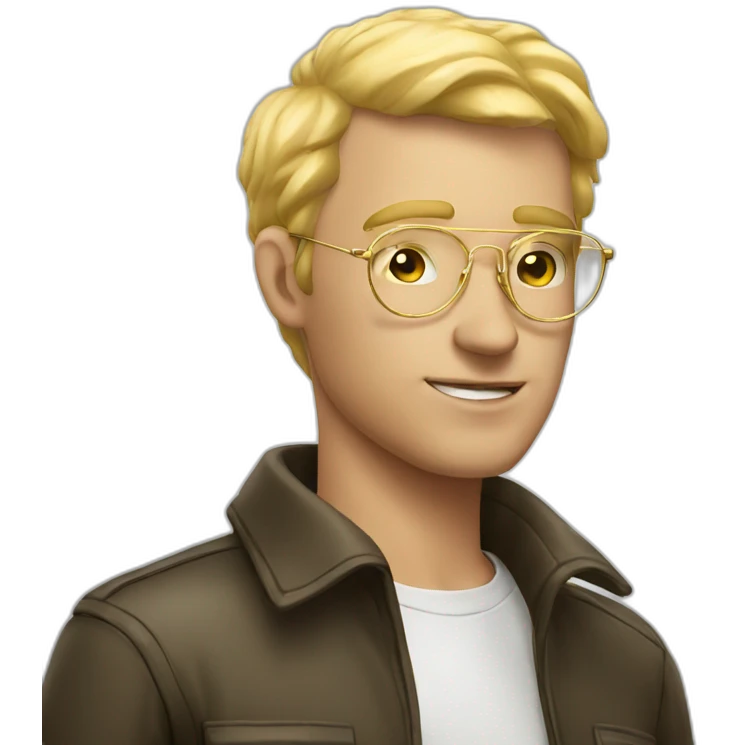 blonde white man with golden aviator glasses smoking cigarette emoji