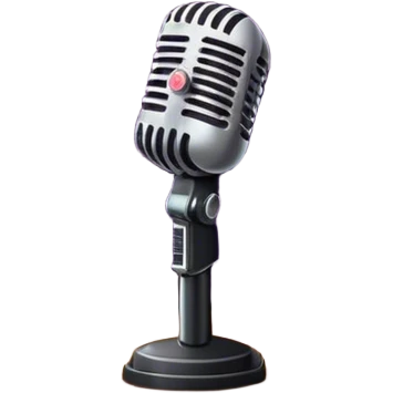 a retro stage with neon lights, a classic microphone, musical notes, vintage theater curtains and Broadway-style elements. Avoid focusing solely on the piano. Transparent background. emoji
