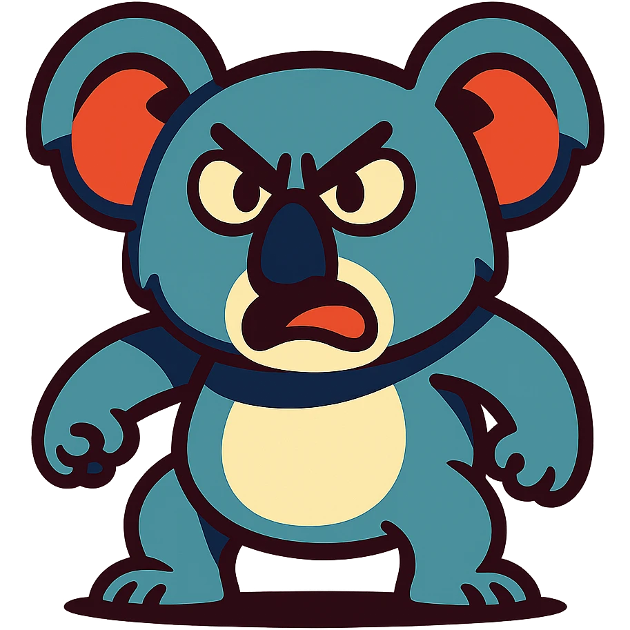 angry koala in vibrant toon style emoji