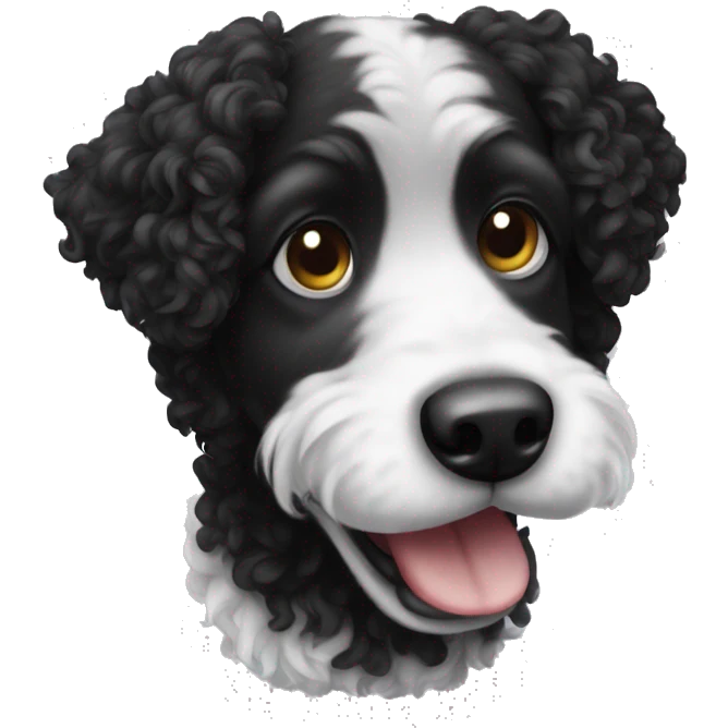 Black and white curly dog emoji