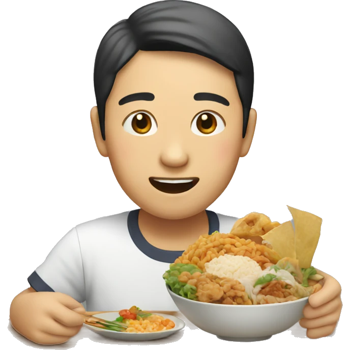 Asian eating food emoji