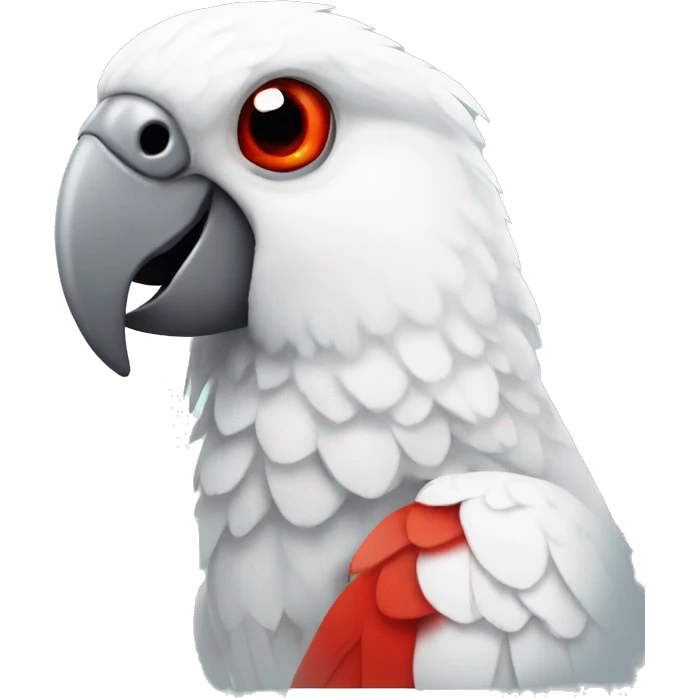 White parrot with red beak and red eyes emoji