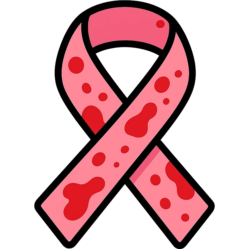 pink ribbon with blood stains emoji