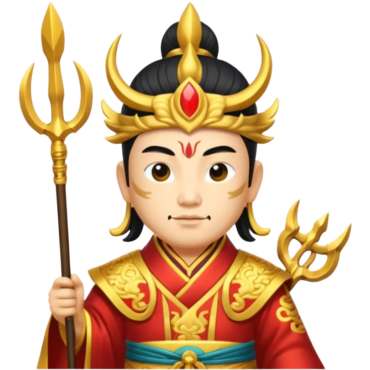 chinese god with Poseidon trident emoji
