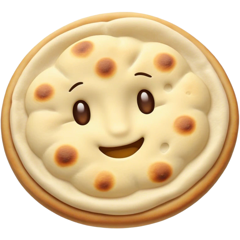 Cinematic Realistic Naan Bread Dish Emoji, showcasing soft, fluffy naan brushed with butter rendered with lifelike detail and inviting, warm lighting. emoji