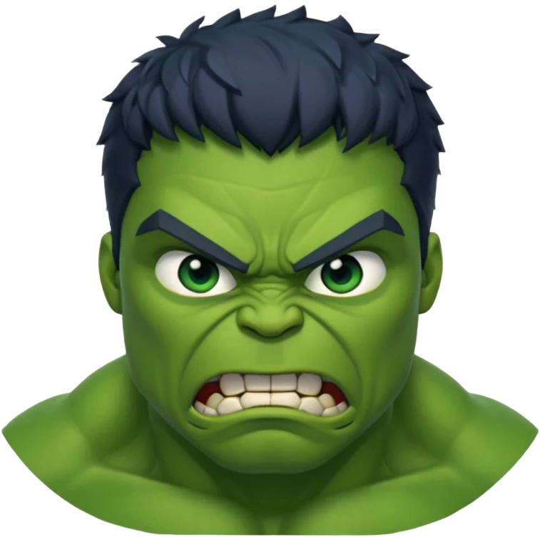 young Hulk  angry  character face only front face different emoji