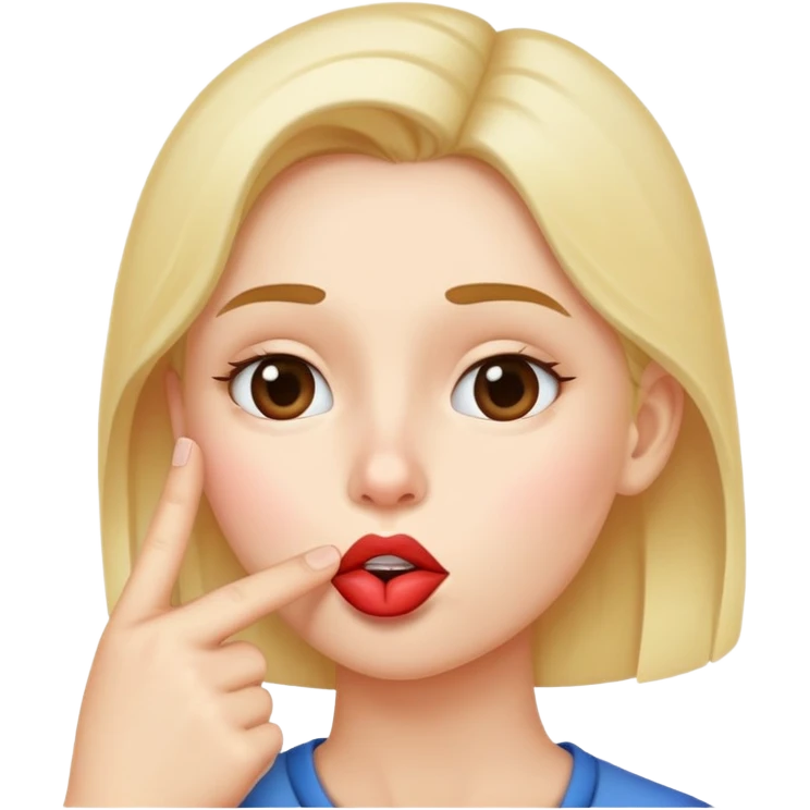 Kissy face emoji with a finger by the mouth emoji