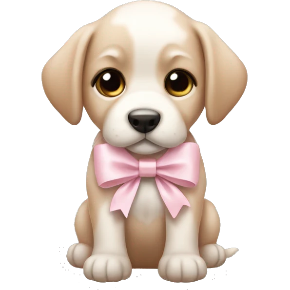 Puppy with pale pink bow emoji