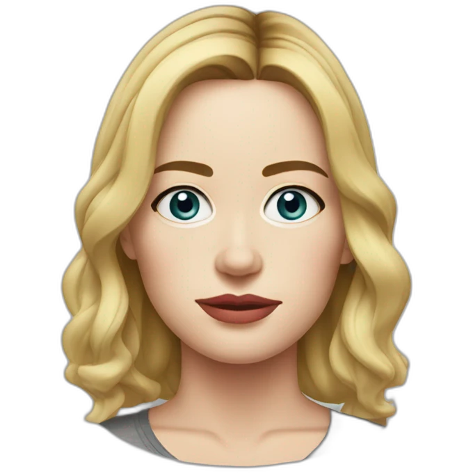 blonde Emily blunt serious cartoon wearing tee emoji