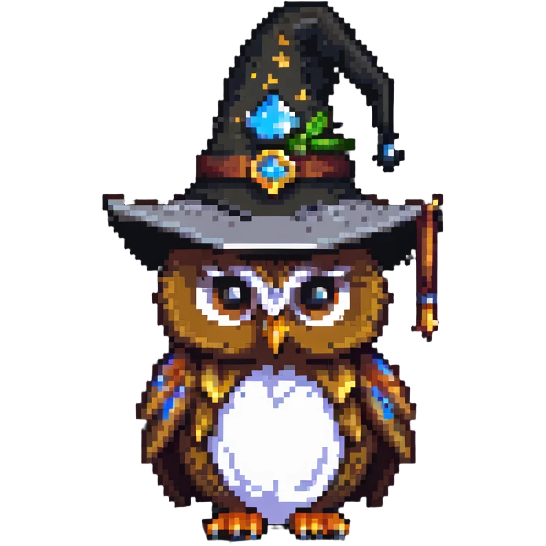 Owl with a wizard hat emoji