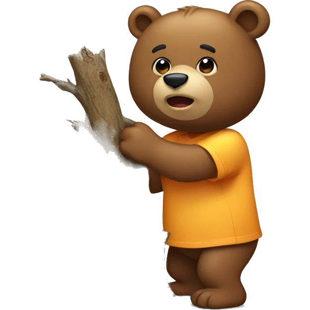 Bear chopping down a tree emoji