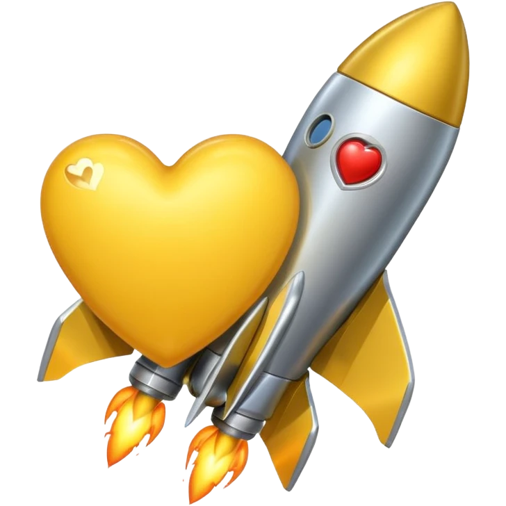 yellow heart with a rocket emoji