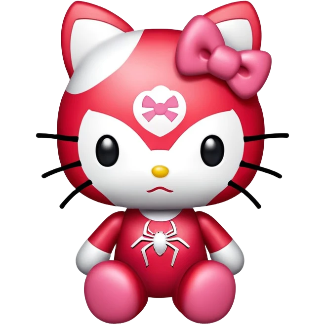 spider-man in the shape of hello kitty and hello kitty together emoji