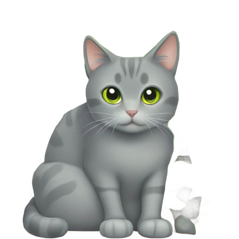 Gray cat eating plants  emoji