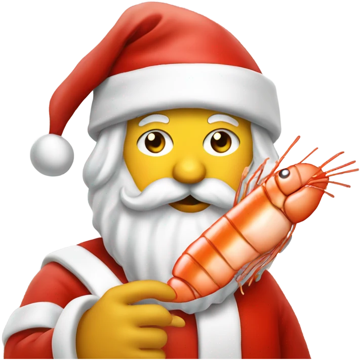Santa Claus eating shrimp scampi emoji