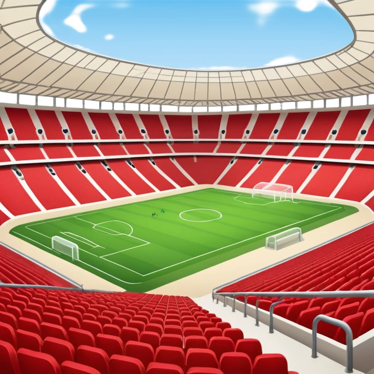 soccer stadium (#00A3E0) and red (#F9423A) emoji